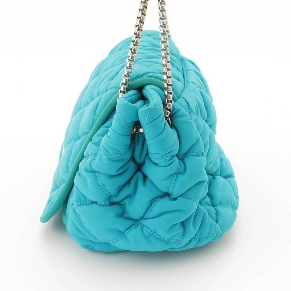 Chanel Chain Bubble Shoulder Quilted Blue Bag Turquoise